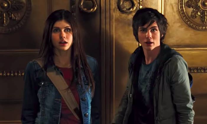 Two teenagers stand by a door in "Percy Jackson"