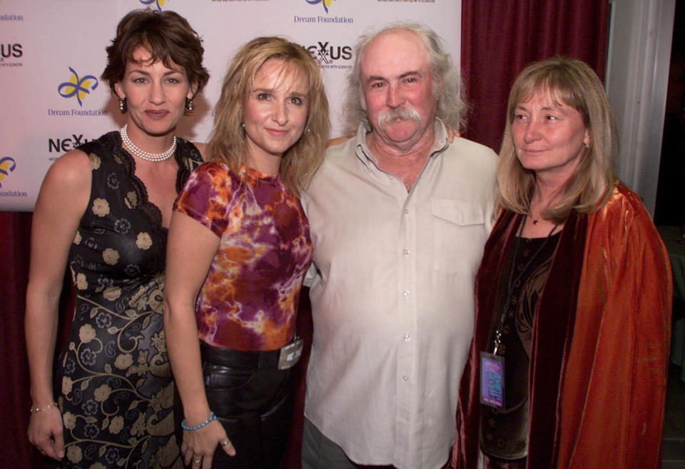 Julie Cypher, Melissa Etheridge, and David and Jan Crosby in Los Angeles in 2000. / Credit: Kevin Winter/ImageDirect via Getty Images