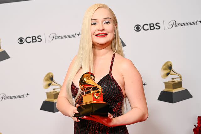 <p>Michael Buckner/Variety via Getty</p> Kim Petras at the Grammys in Los Angeles in February 2023