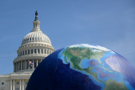 The U.S. Capitol is seen during the D.C. Climate Strike March to demand action on climate change in Washington