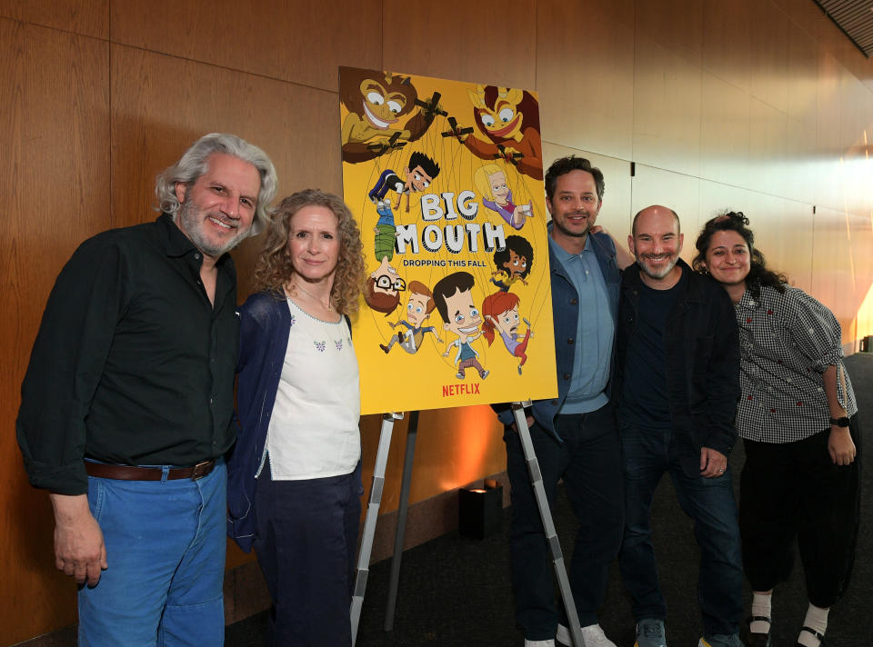 Mark Levin, Jennifer Flackett, Nick Kroll, Andrew Goldberg and Mitra Jouhari attend Big Mouth FYC