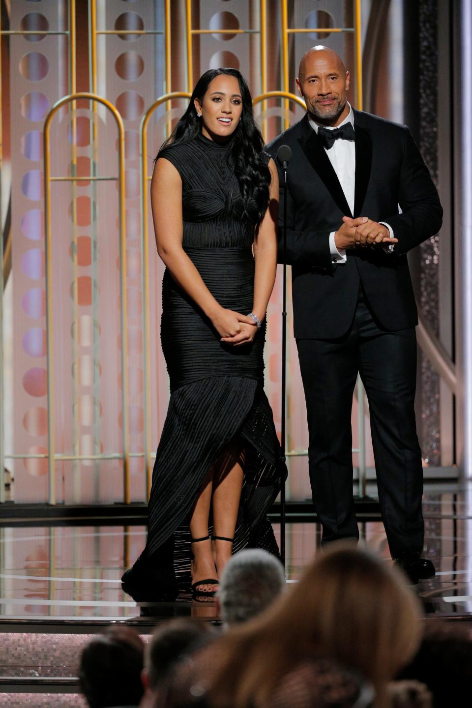 Dwayne Johnson and daughter Simone at the 2018 Golden Globe Awards.