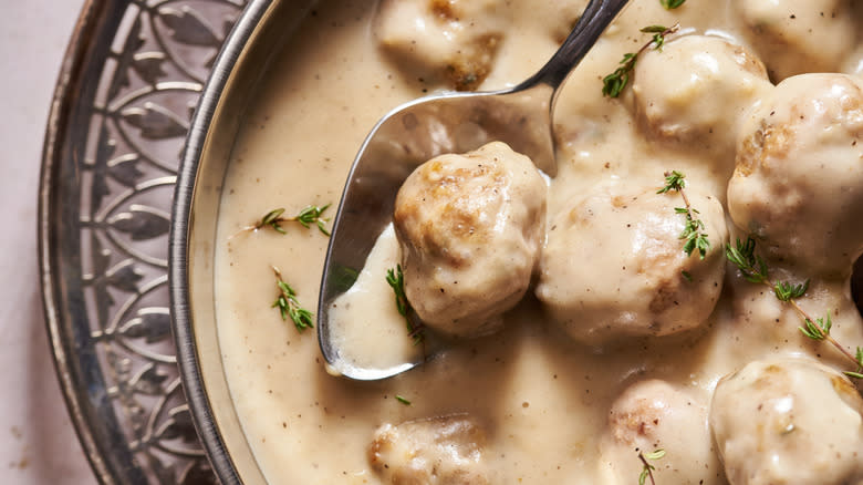 turkey meatball on a spoon