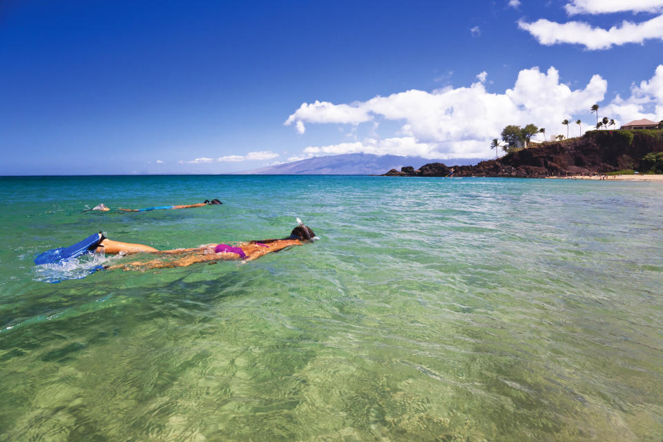 Couple snorkeling at the beach in Maui (Sheraton Maui Resort)