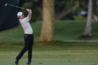 Nick Taylor hits from the eighth fairway during the second round of the Sony Open golf tournament Friday, Jan. 15, 2021, at Waialae Country Club in Honolulu. (AP Photo/Jamm Aquino)