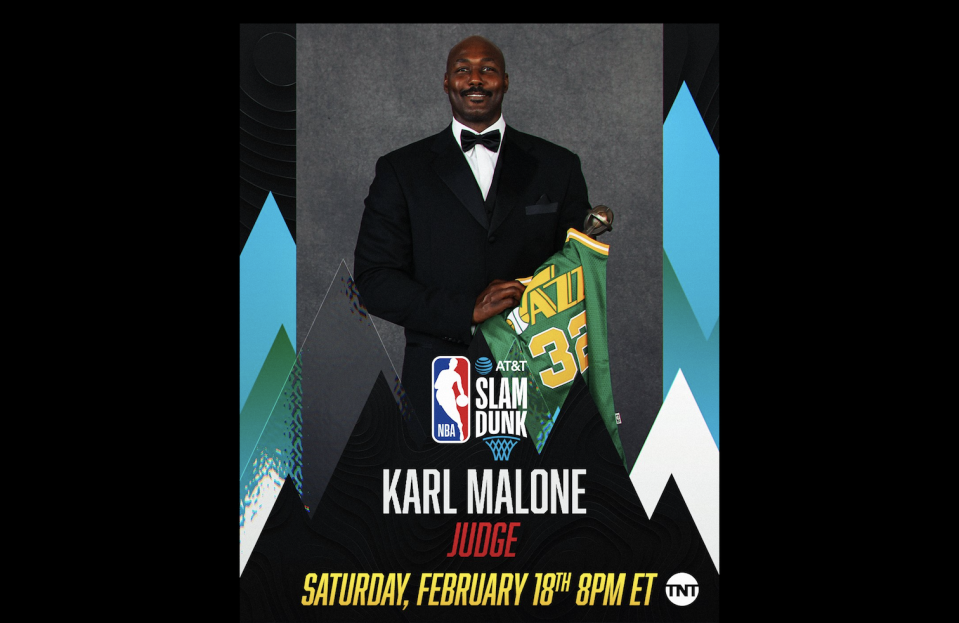 NBA全明星賽灌籃大賽，郵差Karl Malone是評審之一。（取自NBAAllStar推特）