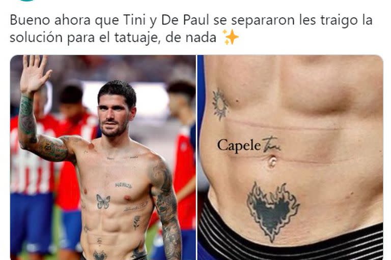 Las redes sociales estallaron de memes sobre el tatuaje de De Paul tras su separación de Martina Stoessel