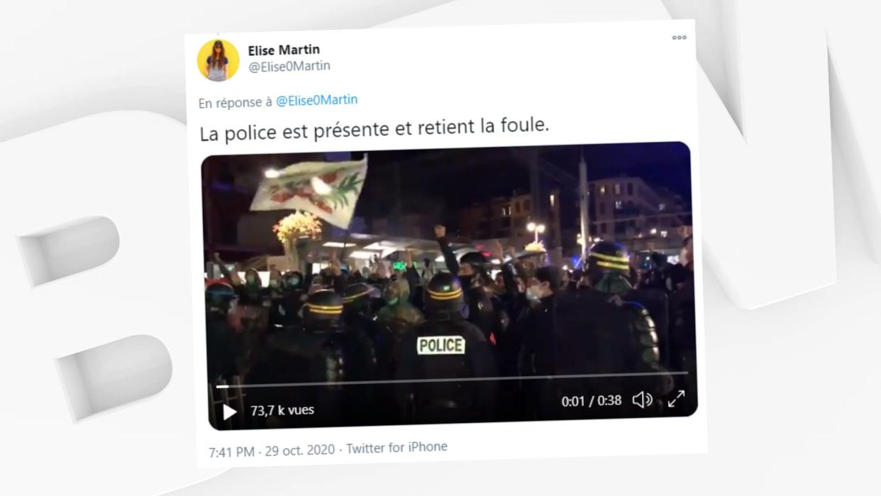 Plusieurs centaines de militants de Génération identitaire ont manifesté à Nice jeudi soir. - Twitter - Elise Martin