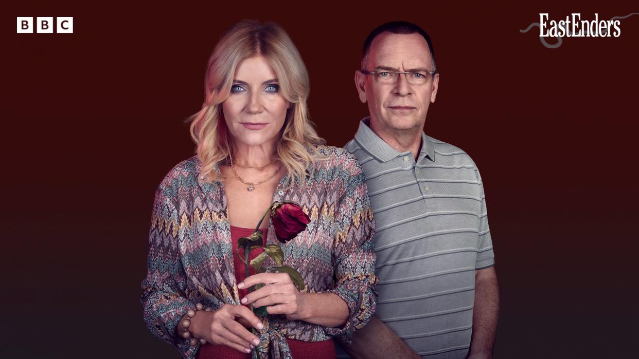 Cindy Beale (Michelle Collins) and Ian Beale (Adam Woodyatt) return to EastEnders. (BBC)