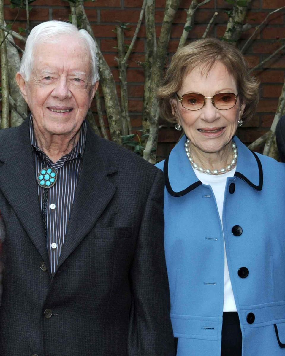 Former President Jimmy Carter and Rosalynn Carter attend church on Easter Sunday at Maranatha Baptist Church on April 20, 2014 in Plains, Georgia