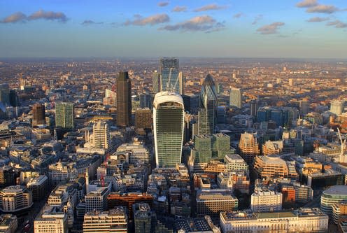 <span class="caption">Corporations are increasingly calling on governments to act on climate change, even if it doesn't benefit them.</span> <span class="attribution"><a class="link " href="https://commons.wikimedia.org/wiki/File:City_of_London_skyscrapers.JPG" rel="nofollow noopener" target="_blank" data-ylk="slk:EdG2s/Wikimedia;elm:context_link;itc:0;sec:content-canvas">EdG2s/Wikimedia</a></span>