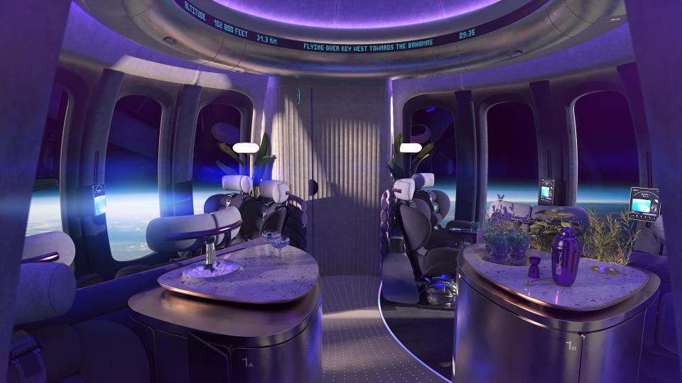 A rendering of Space Perspective's planned interior for its Neptune capsule.