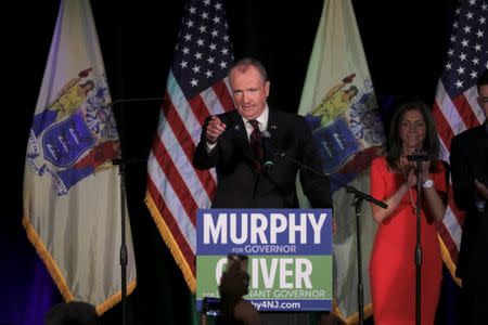 Phil Murphy, Governor-elect of New Jersey, speaks at his election night victory rally in Asbury Park, New Jersey, U.S., November 7, 2017. REUTERS/Dominick Reuter