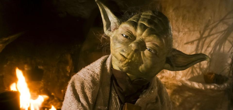 USA. Frank Oz  as Yoda (voice)  in a scene from the (C)Twentieth Century Fox film: Star Wars: Return of the Jedi (1983).  Plot: After a daring mission to rescue Han Solo from Jabba the Hutt, the Rebels dispatch to Endor to destroy the second Death Star. Meanwhile, Luke struggles to help Darth Vader back from the dark side without falling into the Emperor's trap.  Ref: LMK110-J7166-080621  Supplied by LMKMEDIA. Editorial Only. Landmark Media is not the copyright owner of these Film or TV stills but provides a service only for recognised Media outlets. pictures@lmkmedia.com