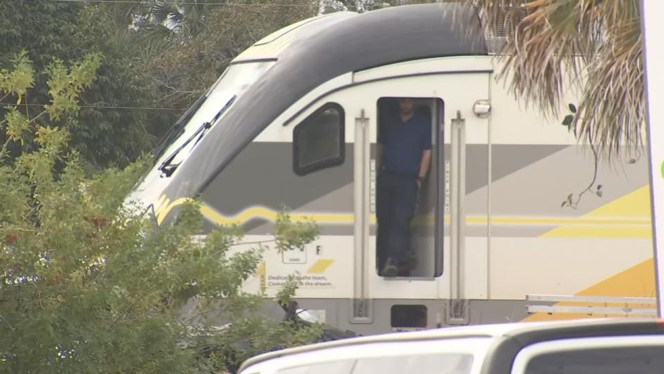 A Brightline train struck an SUV that was on the railroad tracks Friday afternoon, killing one person -- just two days after a Brightline train crashed into another vehicle on the tracks at the same crossing, the Melbourne Police Department said.