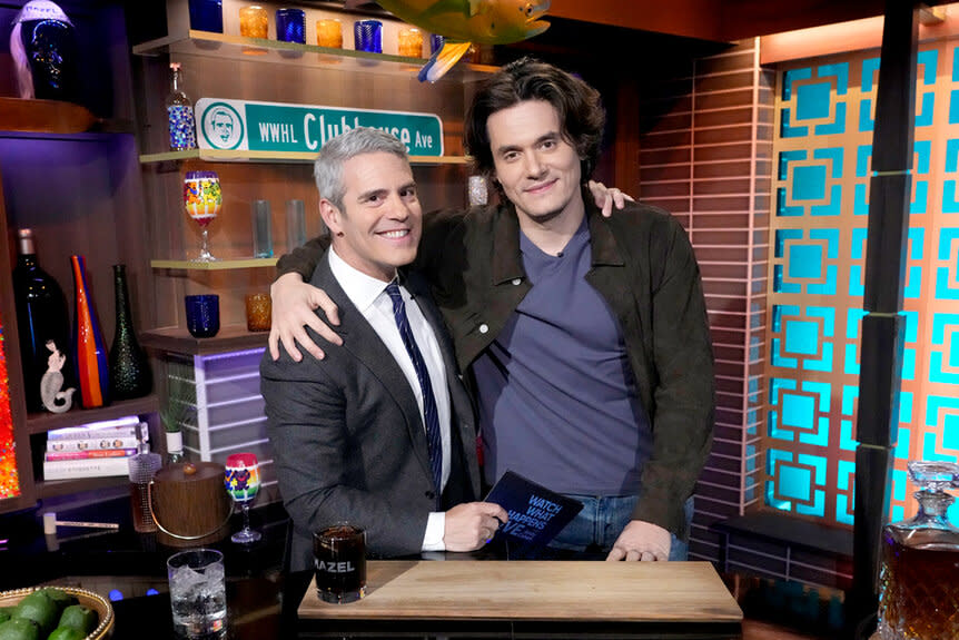 Andy Cohen and John Mayer at the WWHL bar.