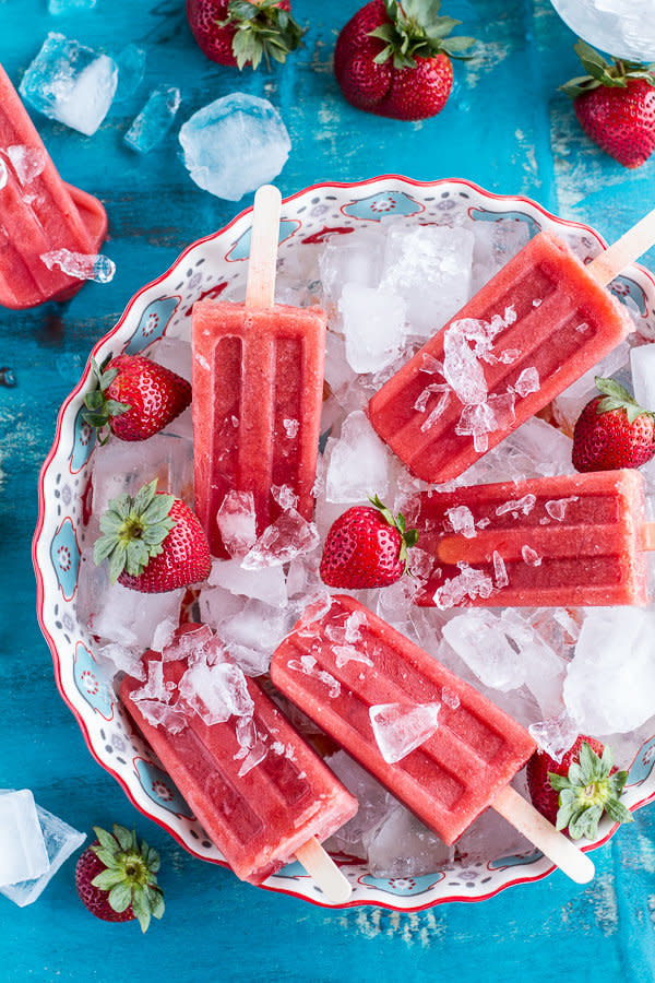 <strong>Get the <a href="http://www.halfbakedharvest.com/2-ingredient-strawberry-popsicles-links-inspire/" target="_blank">2-Ingredient Strawberry Popsicles recipe</a>&nbsp;from Half Baked Harvest</strong>