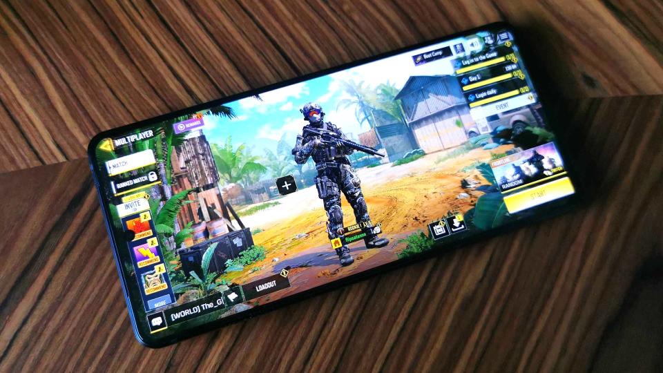 Asus ROG Phone 8 Pro with COD Mobile main menu on screen