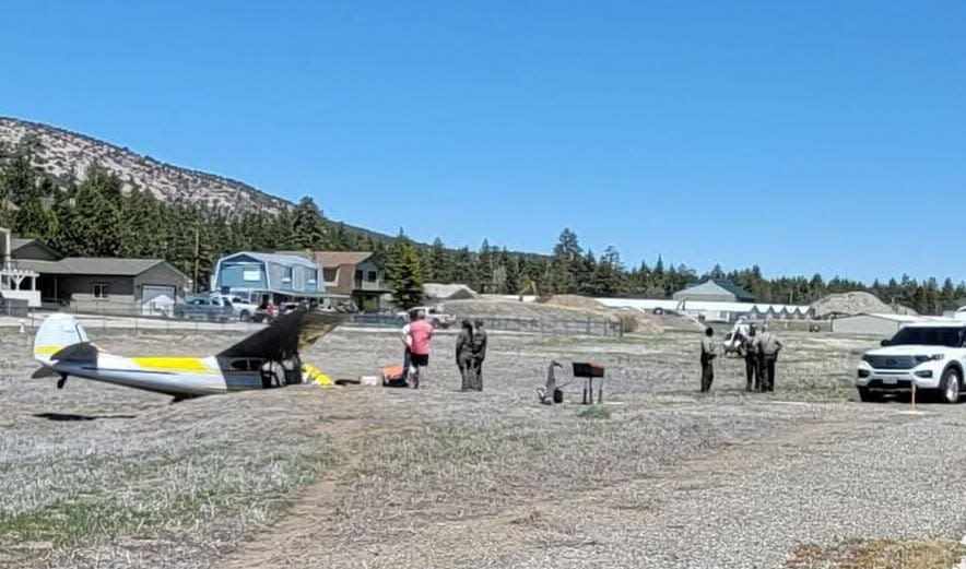 A pilot and passenger escaped with only minor injuries after a small airplane crashed upon takeoff at Big Bear Airport on Thursday, May 9, 2024.