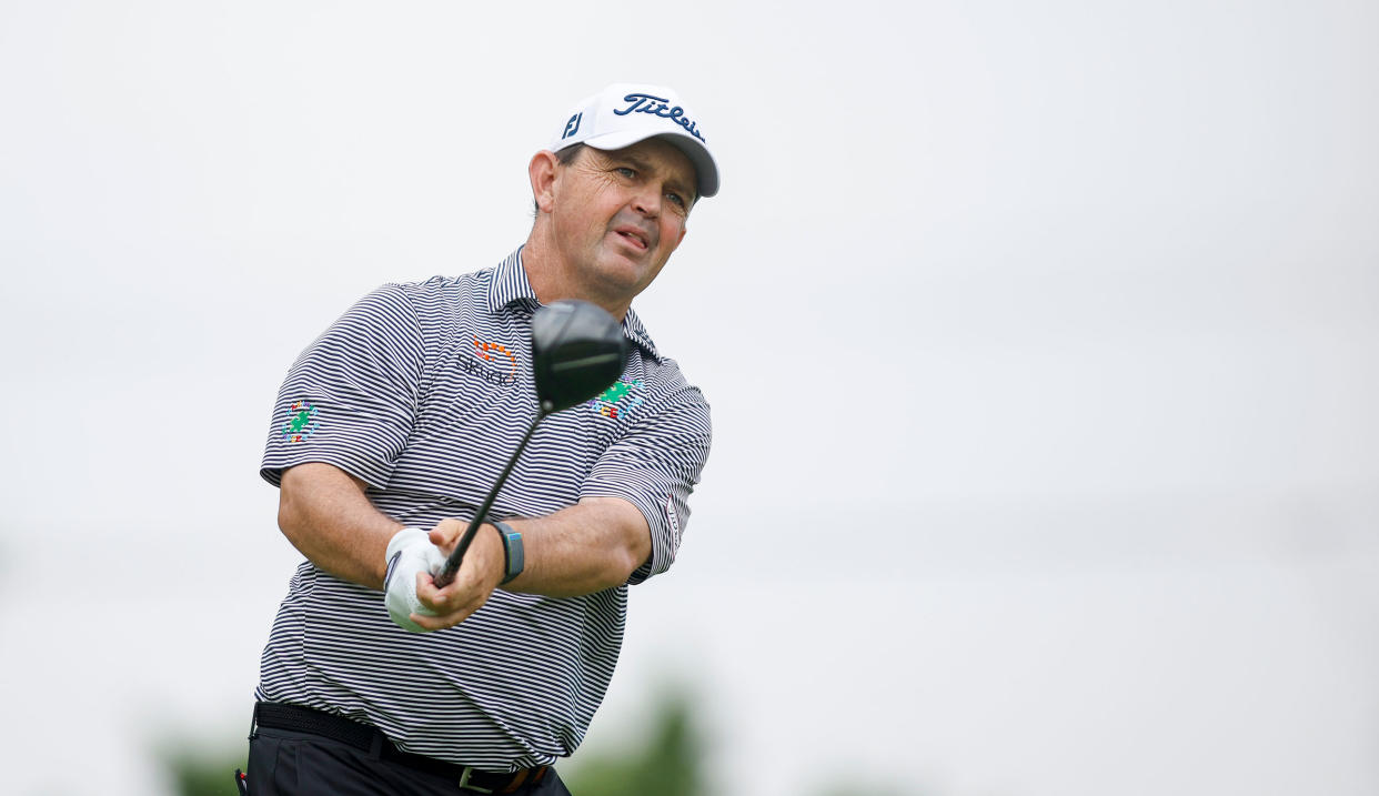  Chalmers watches his tee shot after striking a fairway wood 