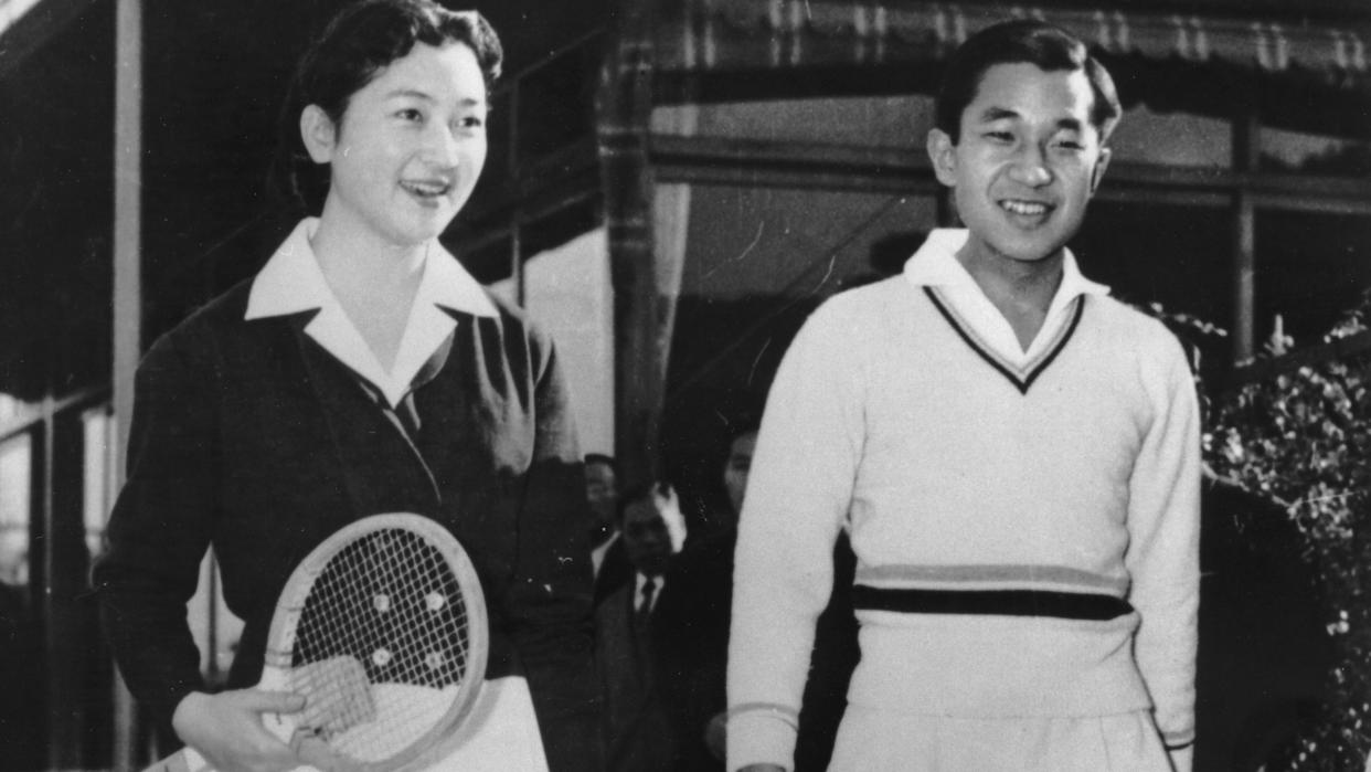 akihito, crown prince of japan, and his fiancee michiko shoda