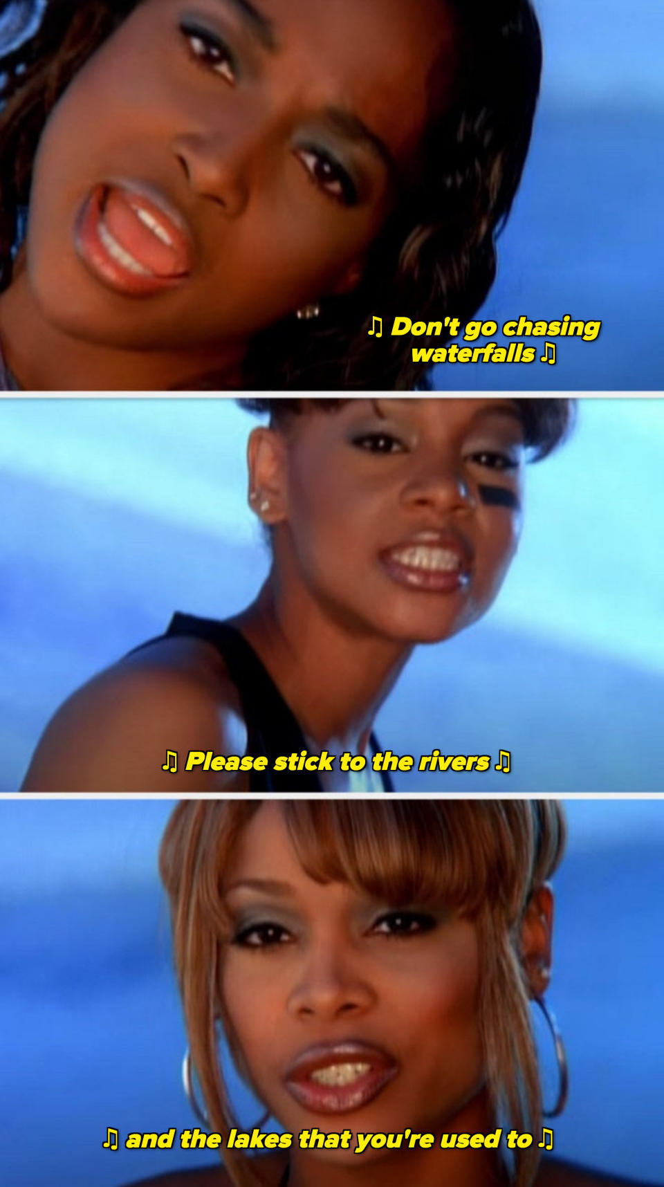 TLC in their "Waterfalls" music video