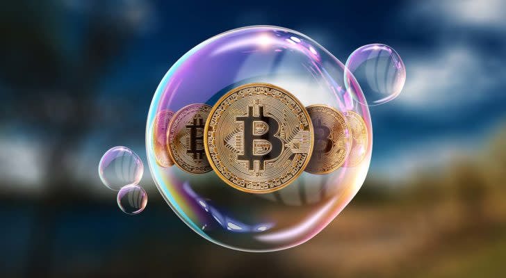 A concept image showing Bitcoin (BTC) in a bubble.