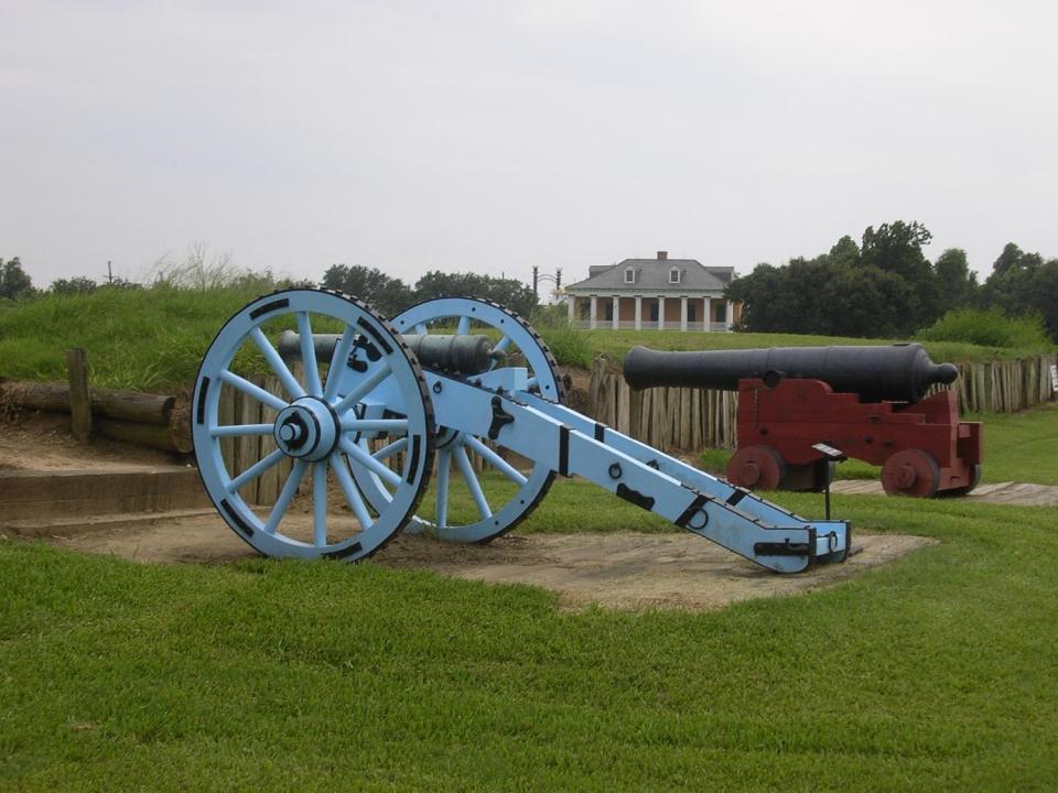 This undated photo provided by the National Park Service shows the ramparts of the Chalmette Battlefield with cannons at Jean Lafitte National Historic Park and Preserve, the site of the 1815 Battle of New Orleans, where Andrew Jackson led the final U.S. victory in the War of 1812. Events around the country are marking the bicentennial of the war. (AP Photo/National Park Service)