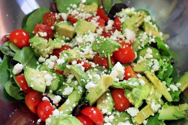 Crazy easy. Recipe: Tomato Avocado Salad