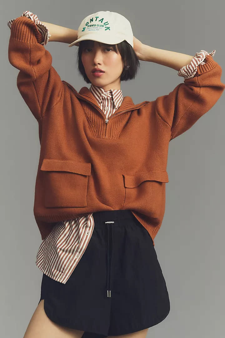 English Factory Half-Zip Pullover Sweater. Image via Anthropologie.