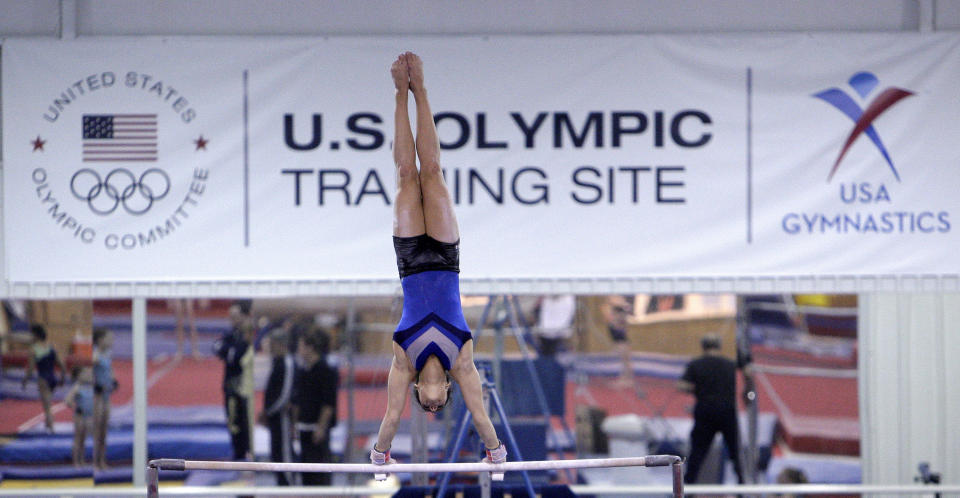 A gymnast works out at the Karolyi Ranch in Hunstville, Texas, on Jan. 26, 2011.&nbsp; (Photo: Bob Levey via Getty Images)