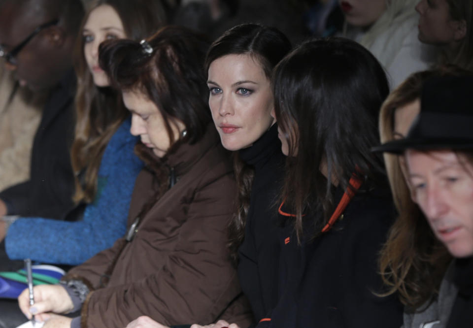 Actress Liv Tyler watches the Proenza Schouler Fall 2013 show during Fashion Week in New York, Wednesday, Feb. 13, 2013. (AP Photo/Seth Wenig)