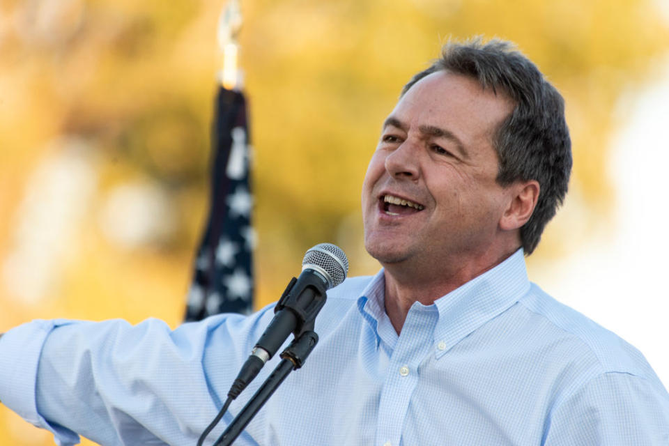 Gov. Steve Bullock at the microphone.