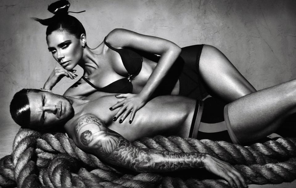 The power couple posed for a Emporio Armani 2009/2010 lingerie campaign [Photo: Getty]