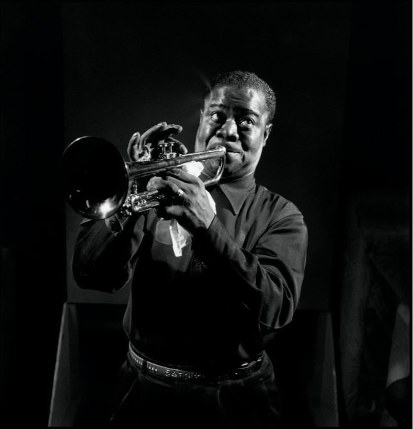 Louis Armstrong on trumpet