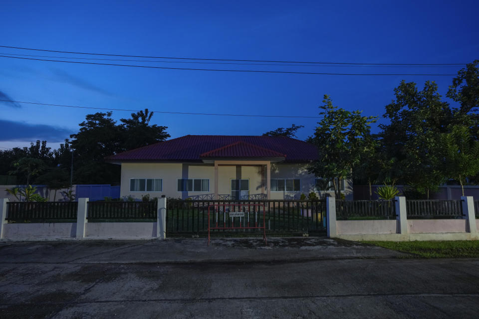 Former The Young Children's Development Center, the site of a horrific attack, sits quiet as the sun sets in the rural town of Uthai Sawan, in Nong Bua Lamphu province northeastern Thailand, Wednesday, Oct. 4, 2023. (AP Photo/Sakchai Lalit)