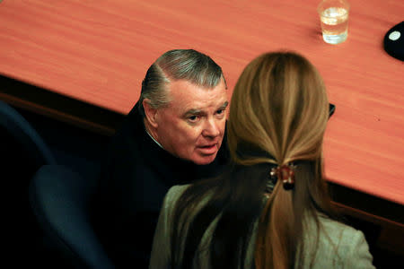 Irish-born Chilean priest John O'Reilly of the Legionaries of Christ conservative Roman Catholic order is seen inside a court in Santiago, October 15, 2014. Picture taken October 15, 2014. REUTERS/Ivan Alvarado