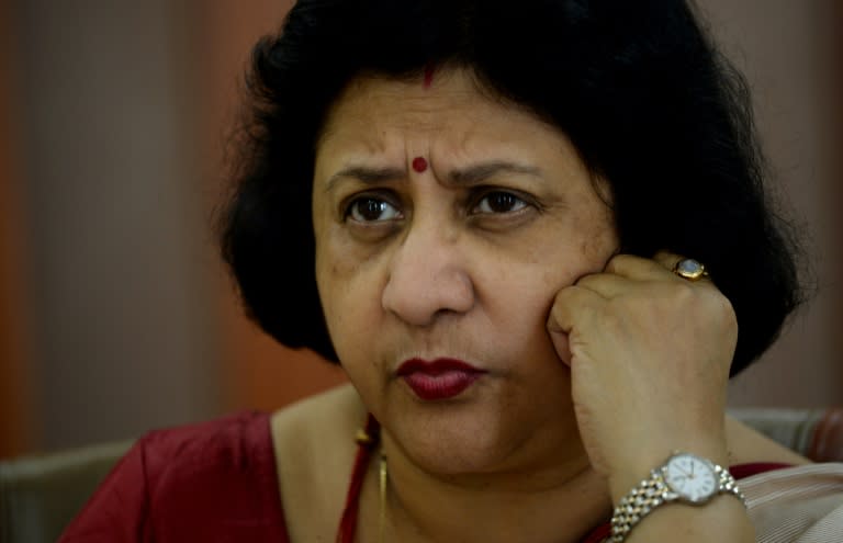 Chairwoman of the State Bank of India (SBI), Arundhati Bhattacharya, speaks during an interview with AFP in Mumbai, on August 22, 2016