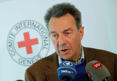 International Committee of the Red Cross (ICRC) President Peter Maurer attends a press briefing on his recent trip to Syria, in Geneva, Switzerland March 19, 2018. REUTERS/Denis Balibouse
