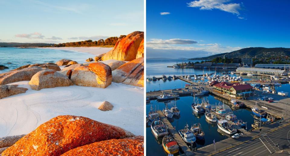 Tasmania is home to the magnificent Bay of Fires, while Constitution Dock in Hobart is also worth a visit. Source: Getty 