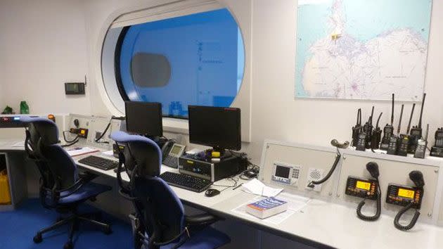 The control room of Halley VI Anarctic Research Station, located on the 150-metre thick floating Brunt Ice Shelf. Credit: Hugh Broughton Architects.