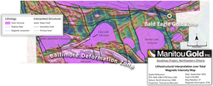 Showing structures along the Baltimore Deformation Zone