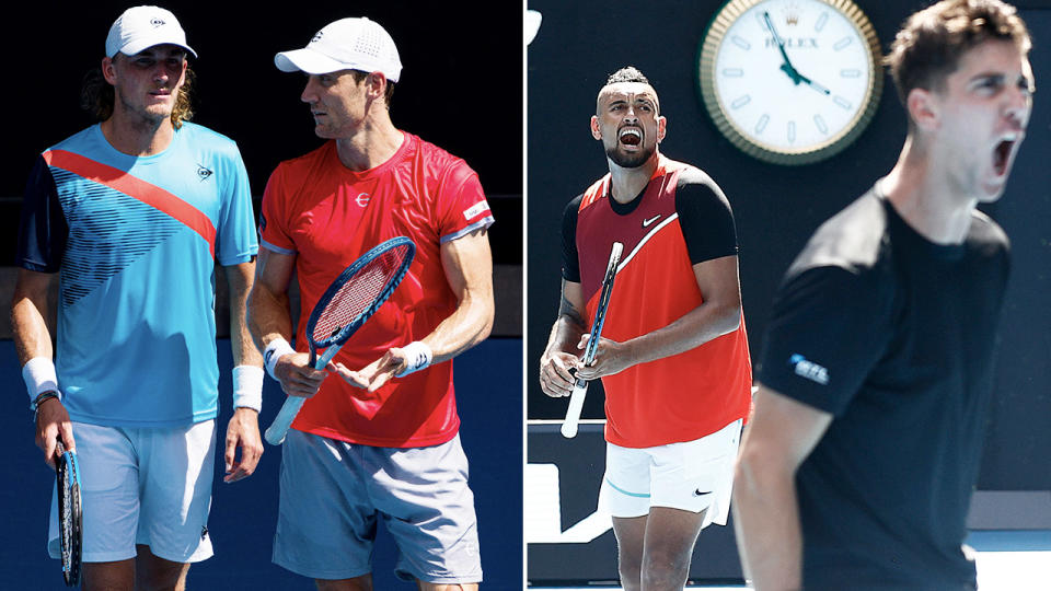 Max Purcell, Matt Ebden, Nick Kyrgios and Thanasi Kokkinakis, pictured here at the Australian Open.