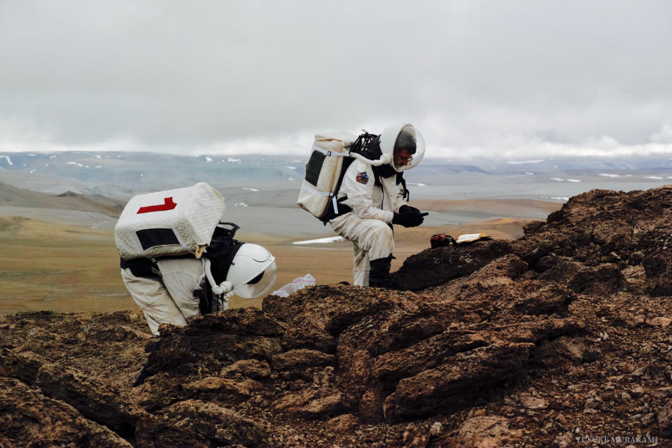 Mars simulation participants at Devon Island in the Canadian Arctic<span class="copyright">Photo courtesy of the Mars Society</span>