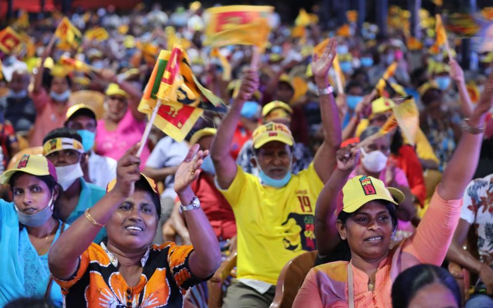 Supporters of the Rajapaksa's SLPP party at a campaign rally - CHAMILA KARUNARATHNE/EPA-EFE/Shutterstock