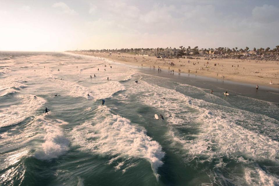 Huntington Beach, California surfers