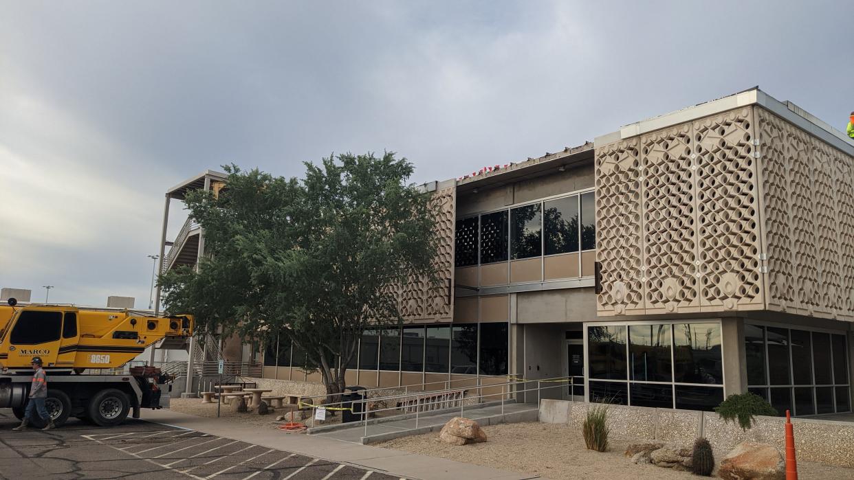 Removal of precast concrete panels from APS building in Deer Valley