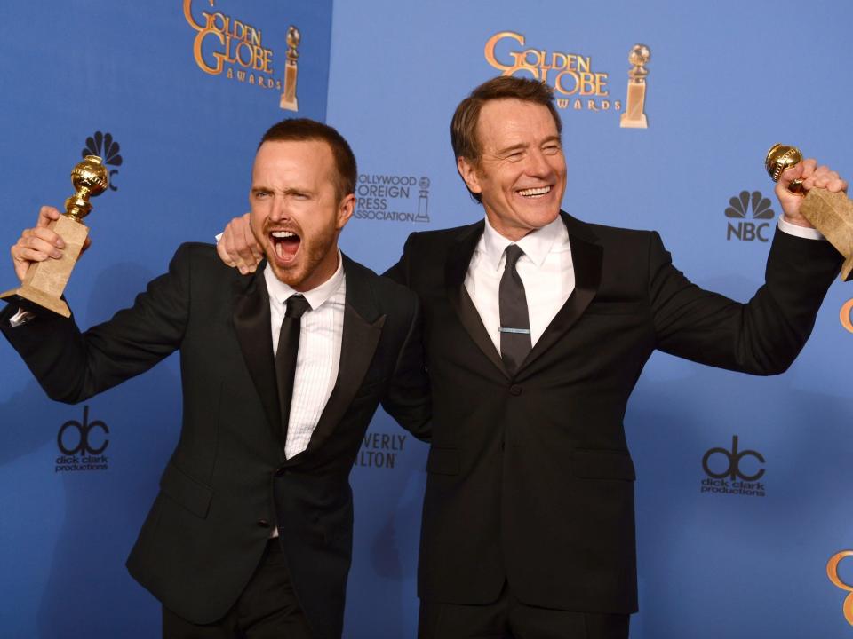 aaron paul bryan cranston golden globes january 2014