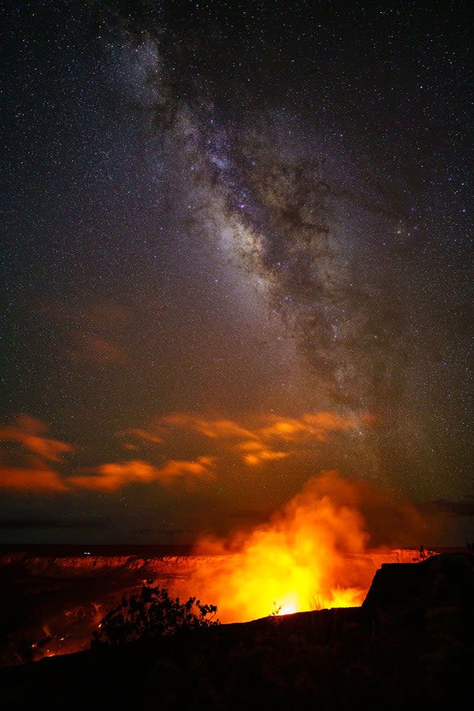 Milky Way over the Kilauea Volcano in Volcanoes National Park