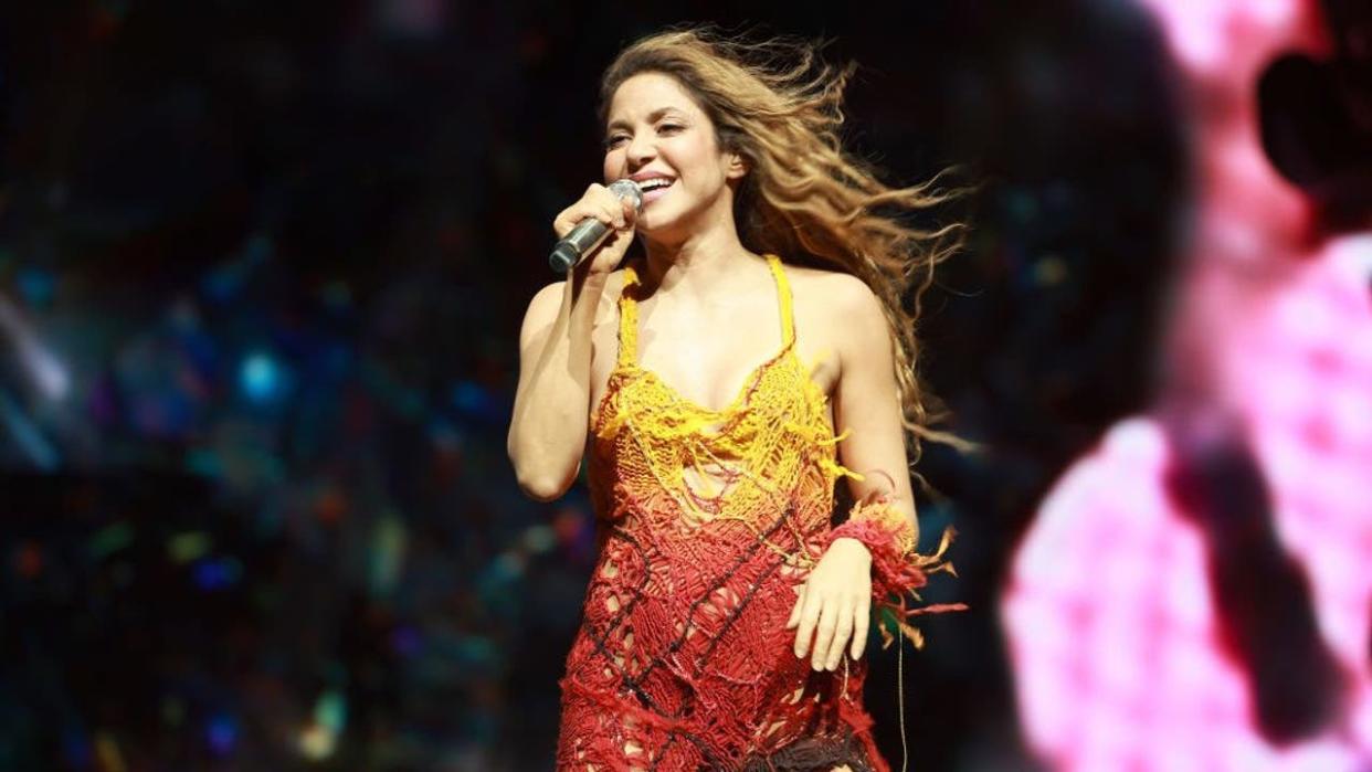 <div>Shakira performs with Bizarrap at the Sahara Tent during the 2024 Coachella Valley Music and Arts Festival at Empire Polo Club on April 12, 2024 in Indio, California. (Photo by Matt Winkelmeyer/Getty Images for Coachella)</div>